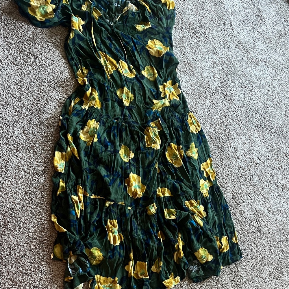 Sonoma One Shoulder Dress in Green and Yellow Floral